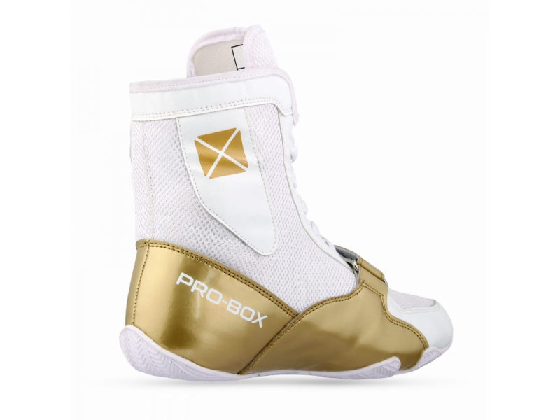 Pro Box Speed Lite Boxing Boots - White/Gold-Pro Box
