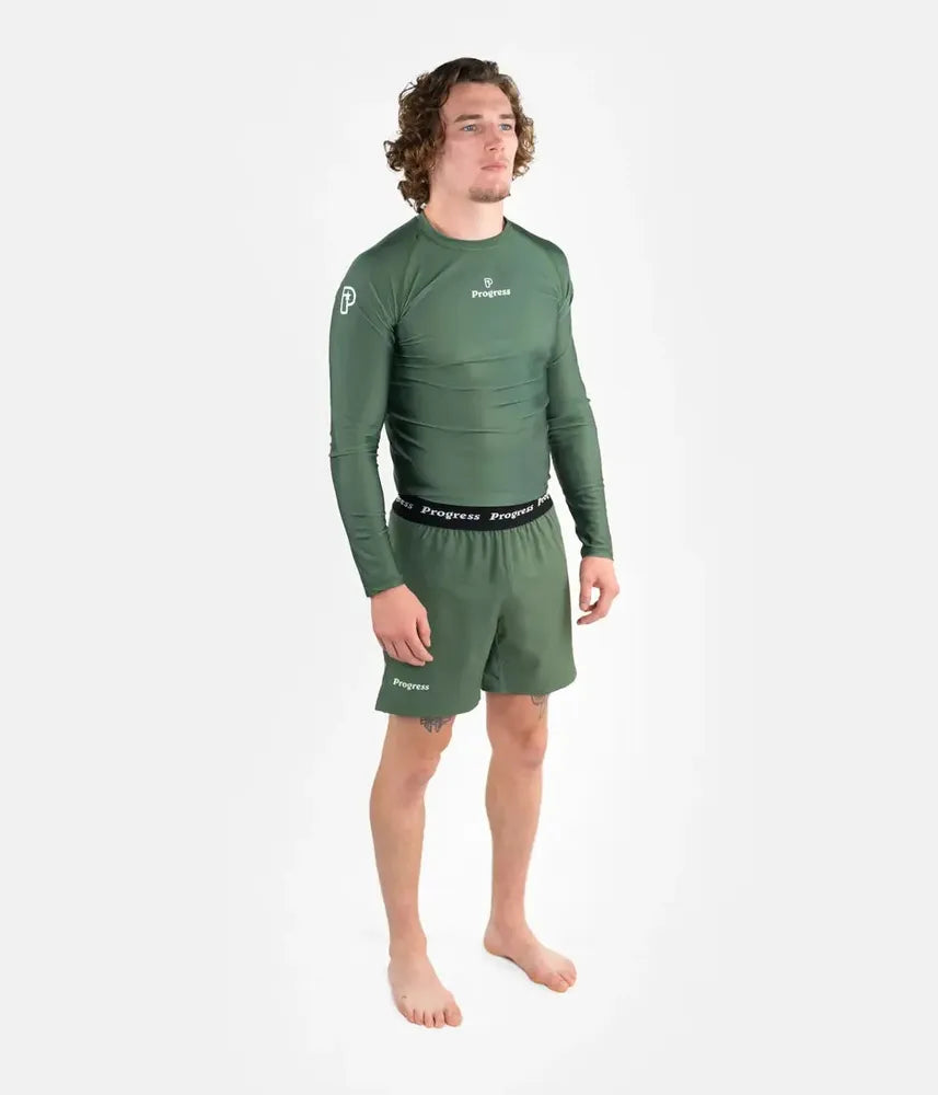 Progress Academy Short Sleeve BJJ Rash Guard Khaki