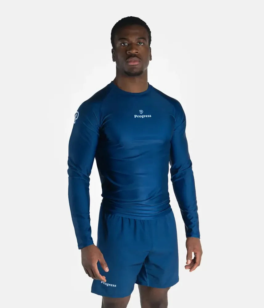 Progress Academy Short Sleeve BJJ Rash Guard Navy