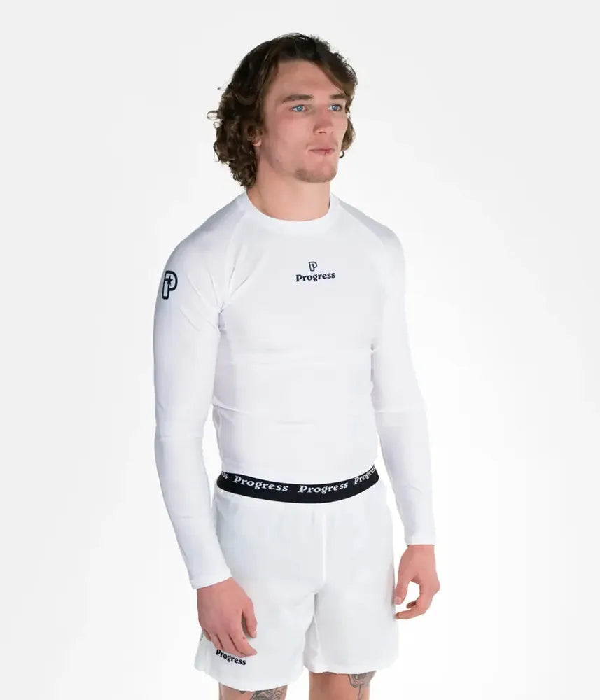 Progress Academy Short Sleeve BJJ Rash Guard White