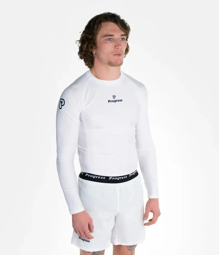 Progress Academy Short Sleeve BJJ Rash Guard White