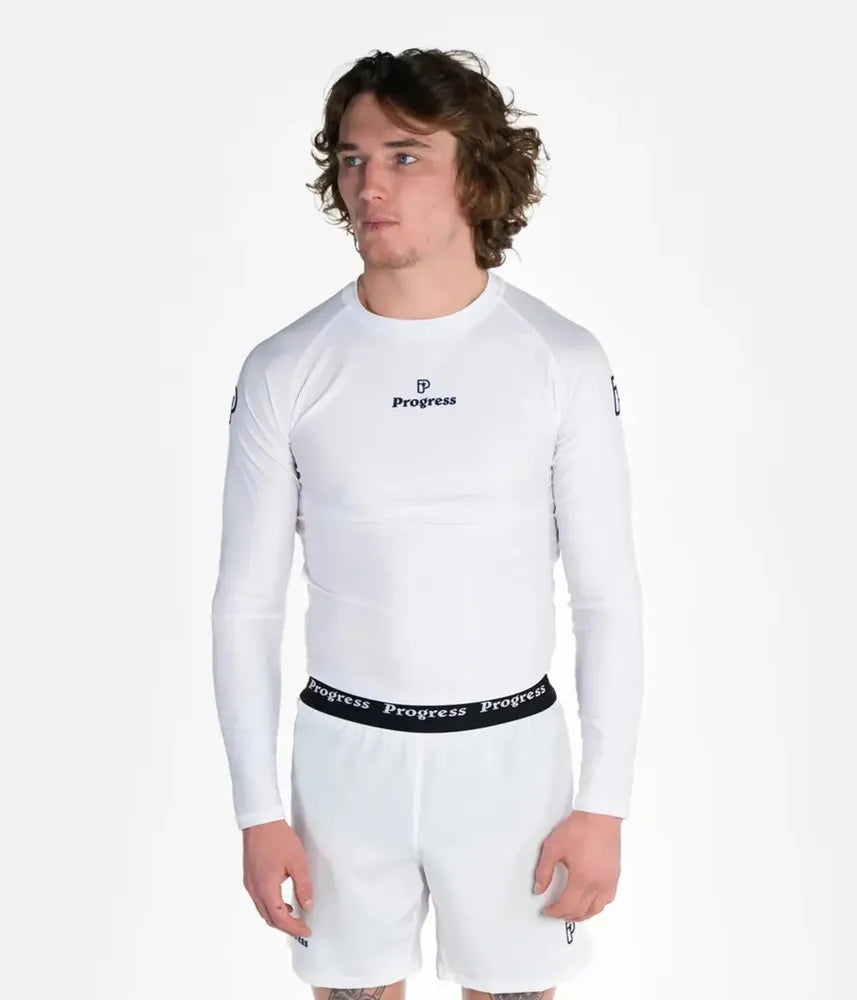 Progress Academy Short Sleeve BJJ Rash Guard White