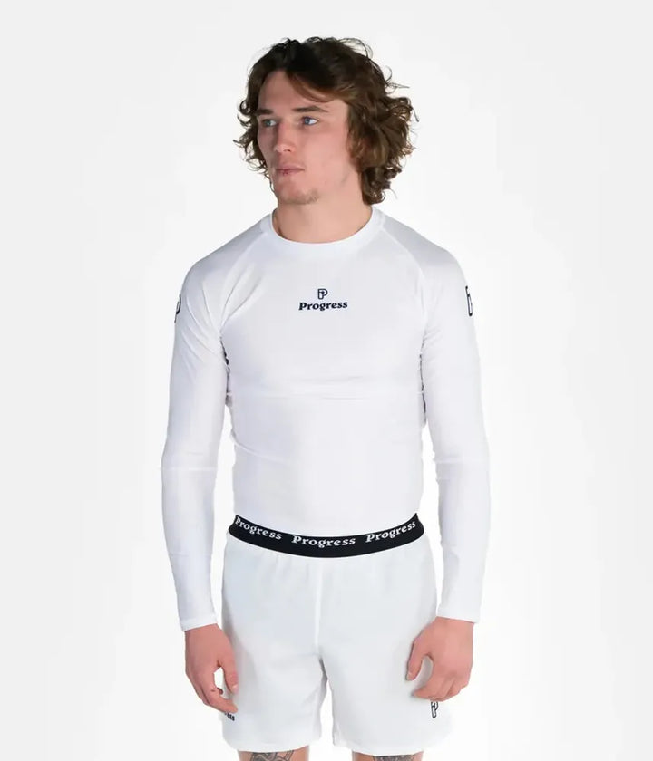 Progress Academy Short Sleeve BJJ Rash Guard White