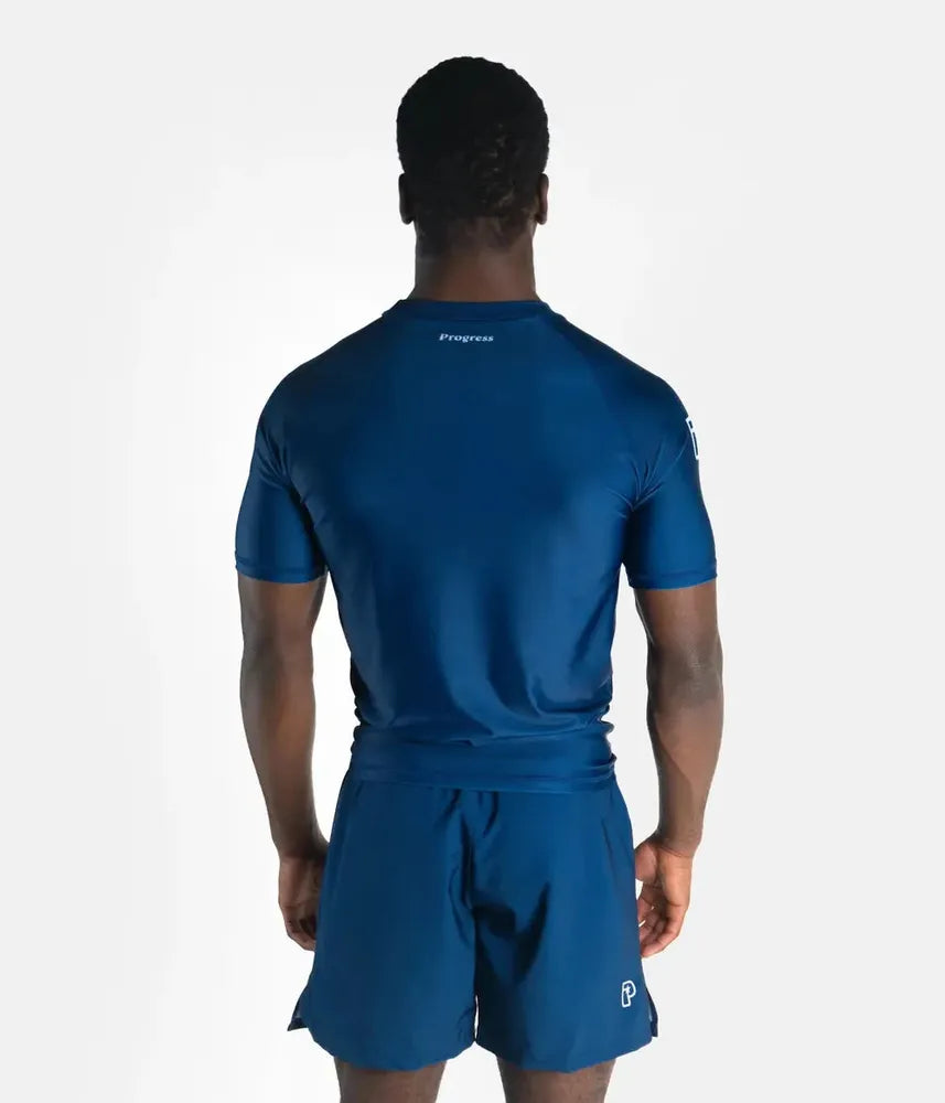 Progress Academy Short Sleeve BJJ Rash Guard Navy