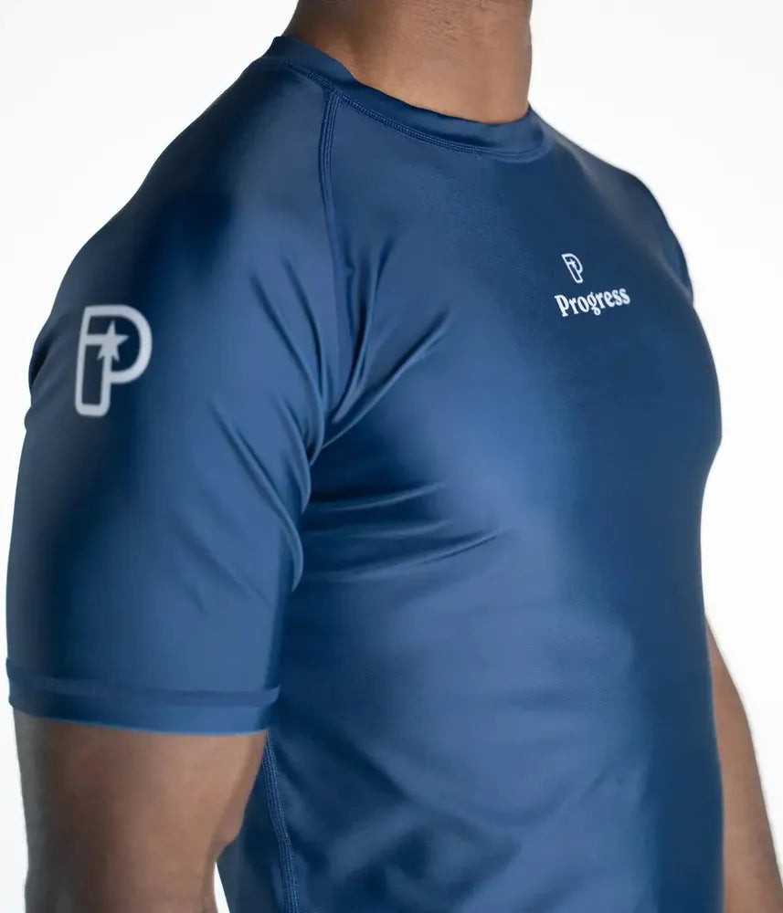 Progress Academy Short Sleeve BJJ Rash Guard Navy