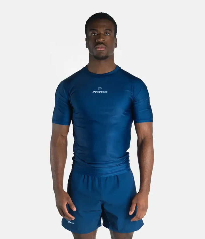 Progress Academy Short Sleeve BJJ Rash Guard Navy