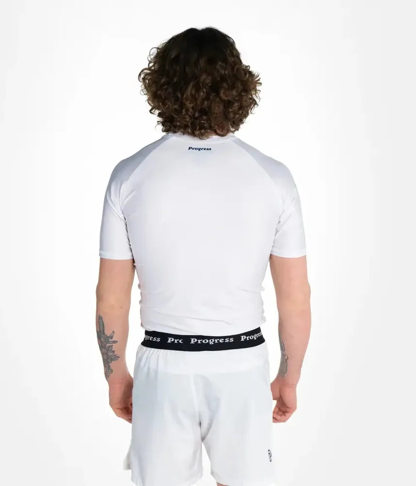 Progress Academy Short Sleeve BJJ Rash Guard White