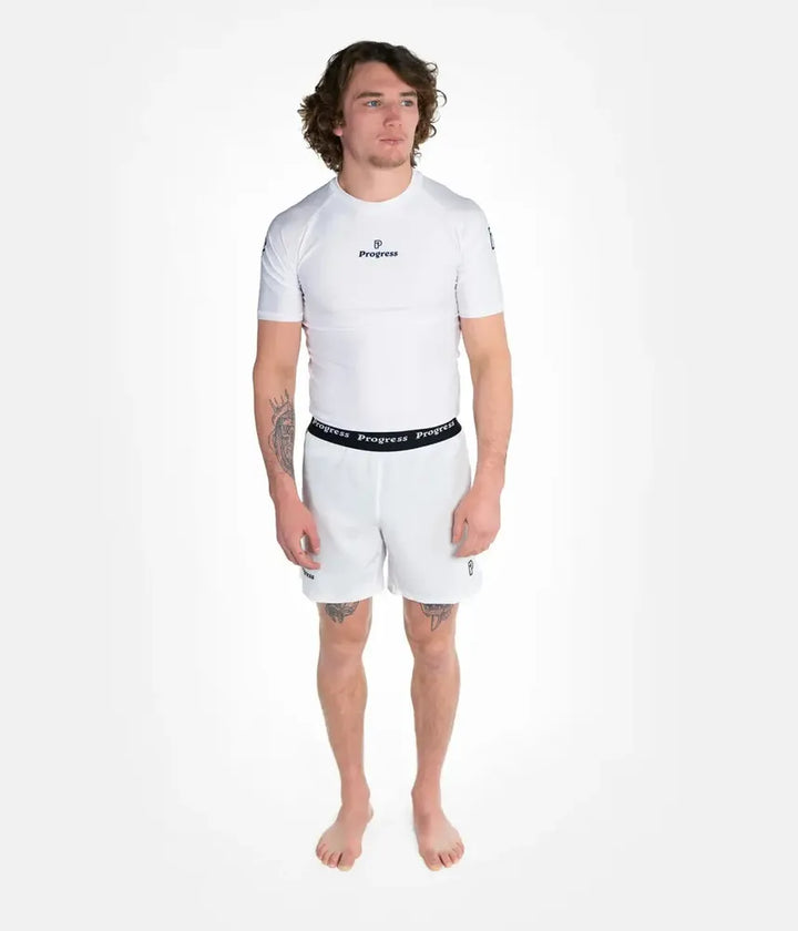 Progress Academy Short Sleeve BJJ Rash Guard White