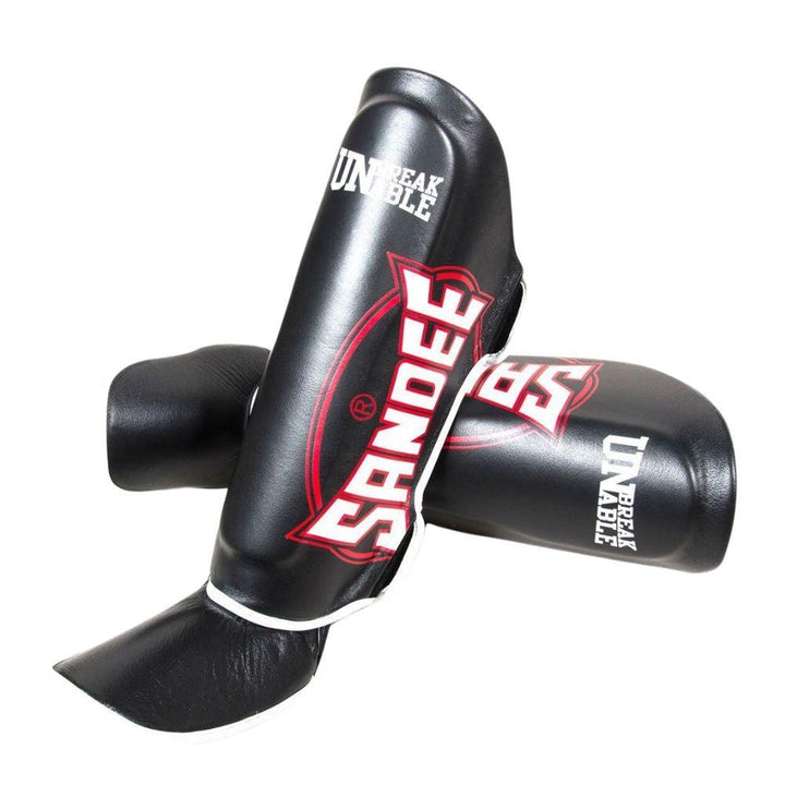 Sandee Cool-Tec Leather Shin Guards - Black/Red