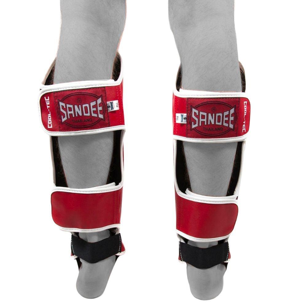 Sandee Cool-Tec Leather Shin Guards - Red/White