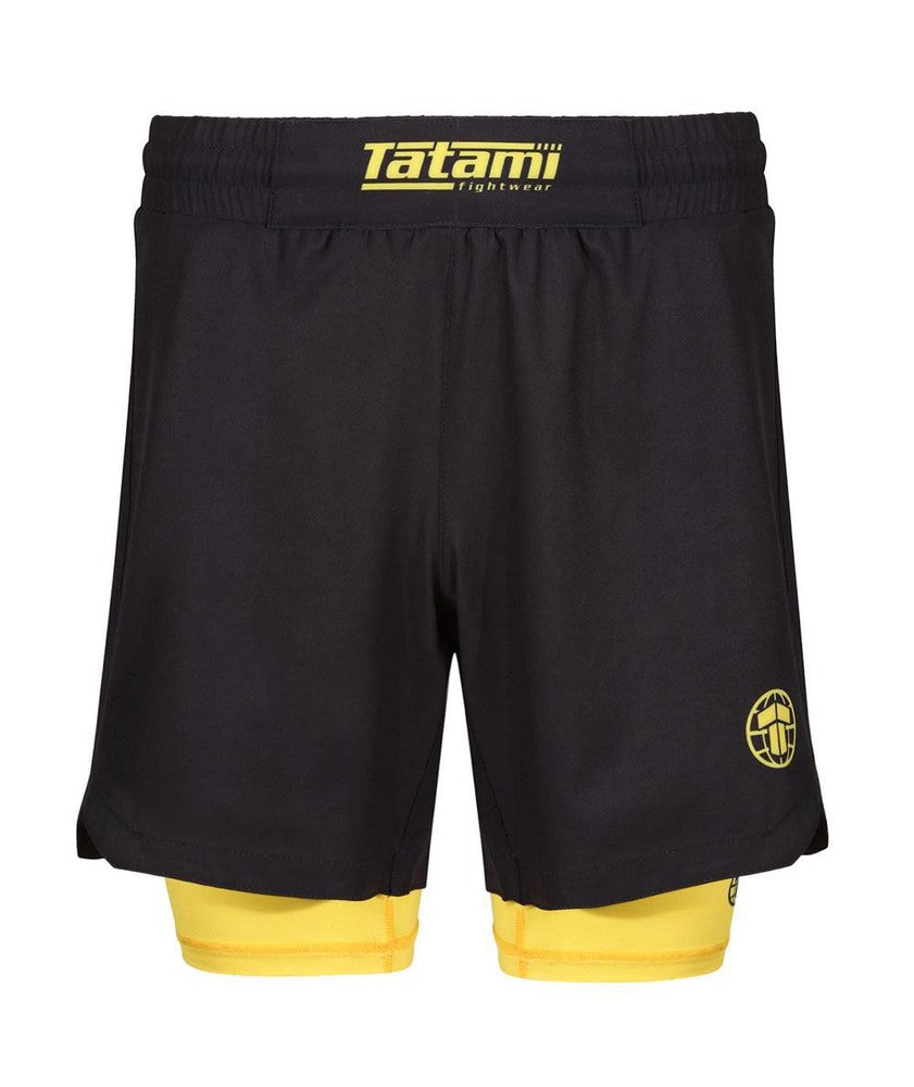 Tatami Dual Layer Grappling Shorts - Black/Yellow-FEUK