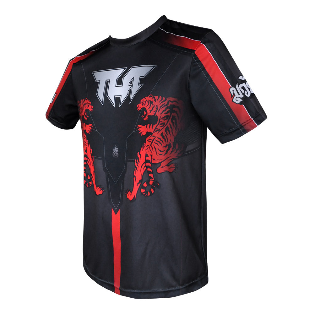 TUFF T-Shirt Black Double Tiger With Thai Mythical Forest Creatures-TUFF Sport