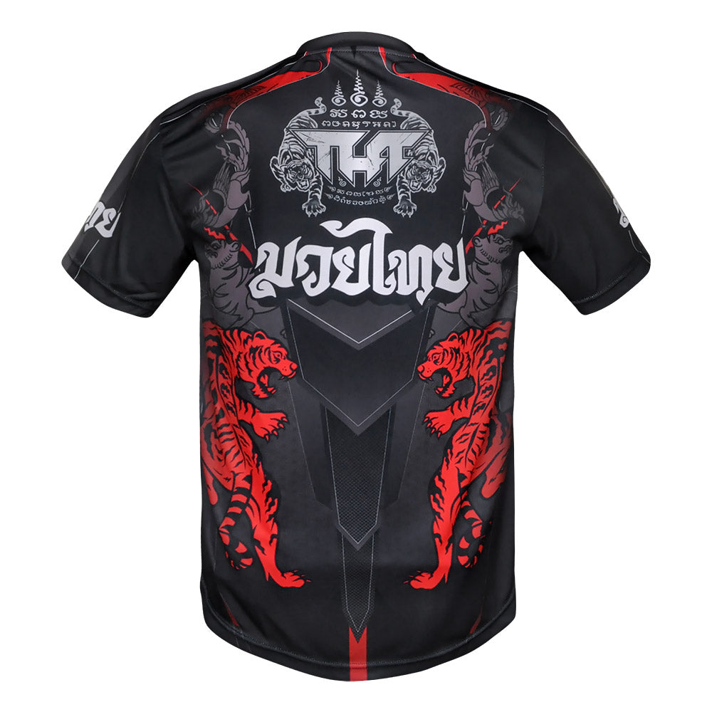 TUFF T-Shirt Black Double Tiger With Thai Mythical Forest Creatures-TUFF Sport