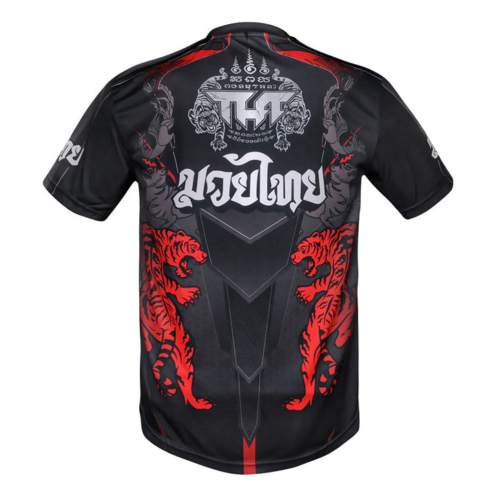 TUFF T-Shirt Black Double Tiger With Thai Mythical Forest Creatures-TUFF Sport