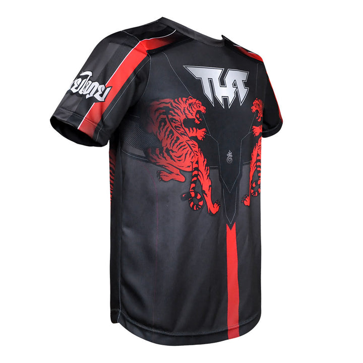 TUFF T-Shirt Black Double Tiger With Thai Mythical Forest Creatures-TUFF Sport