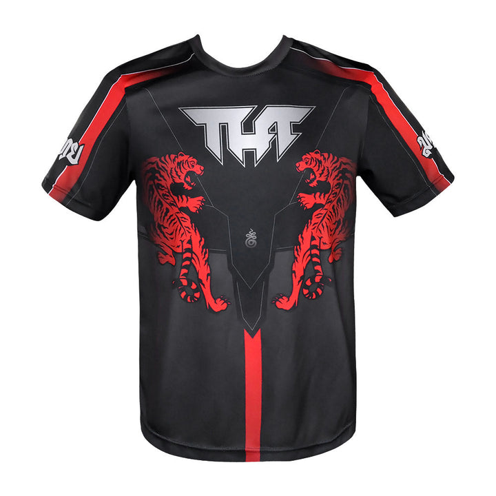 TUFF T-Shirt Black Double Tiger With Thai Mythical Forest Creatures-TUFF Sport
