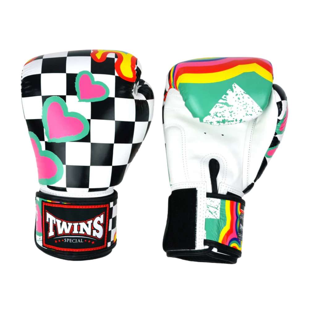 Twins Chess Boxing Gloves - White/Black-Twins