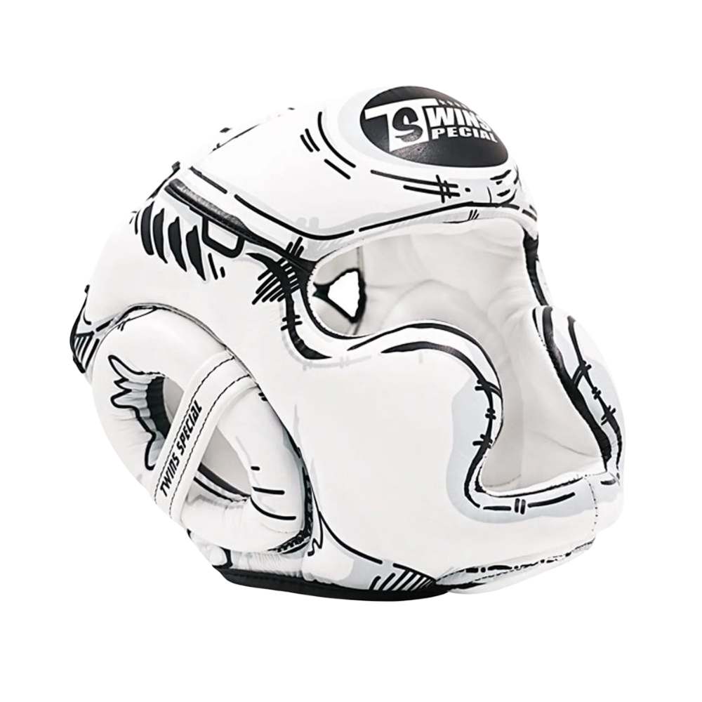Twins Comic Leather Head Guard - White-Twins