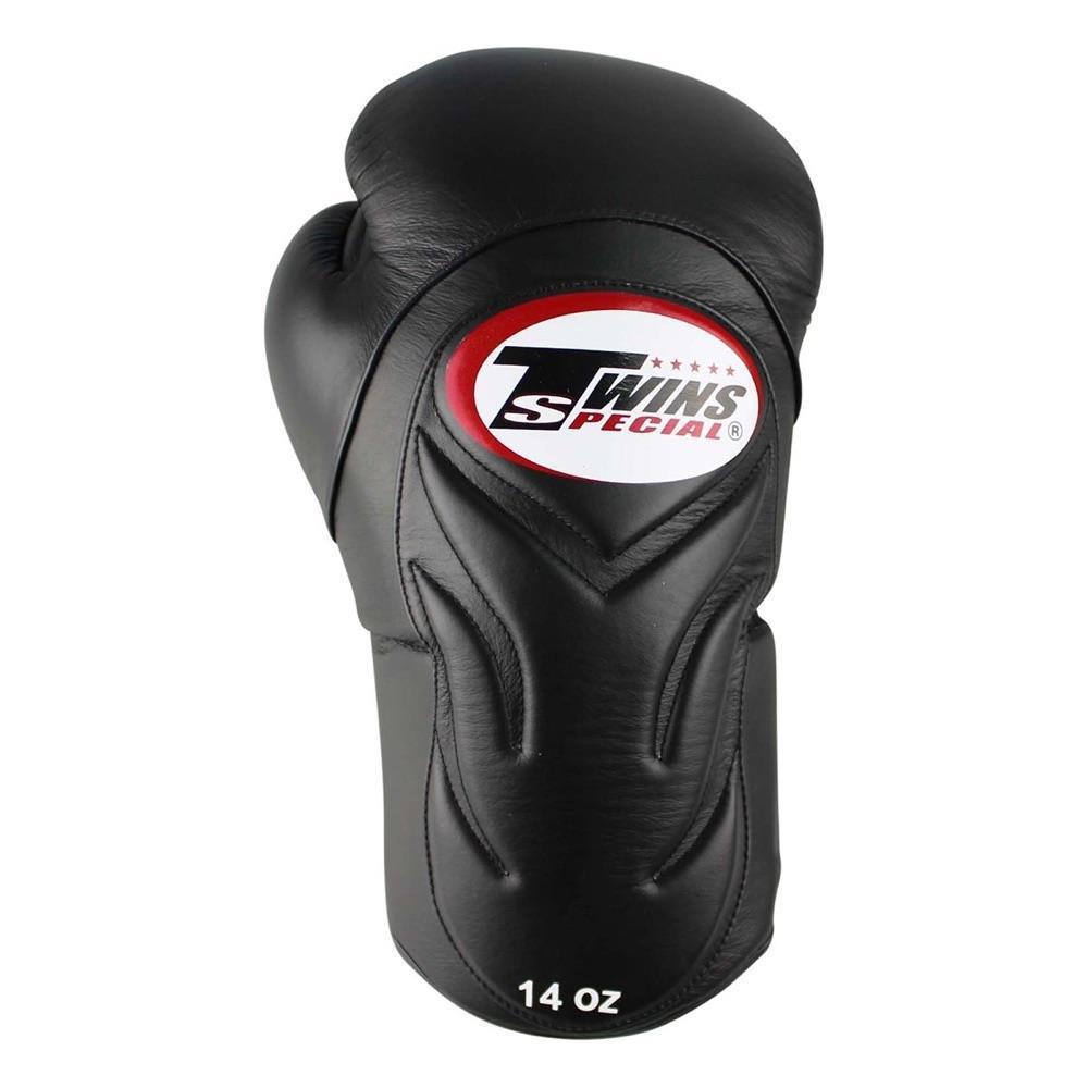 Twins Deluxe Sparring Gloves - Black/Black-FEUK