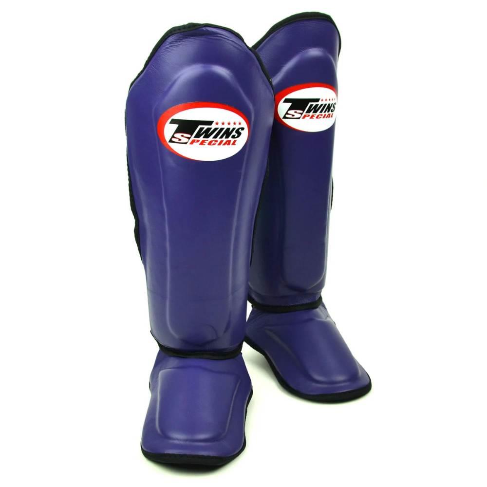 Twins Double Padded Leather Shin Guards - Purple-Twins