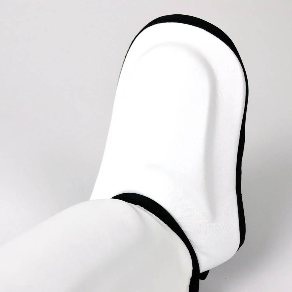 Twins Double Padded Leather Shin Guards - White-Twins