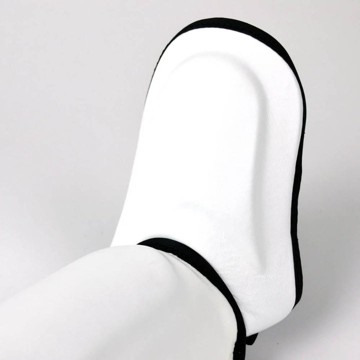 Twins Double Padded Leather Shin Guards - White-Twins