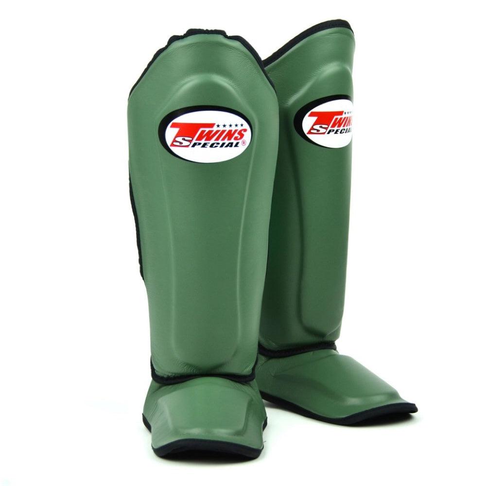 Twins Double Padded Shin Guards - Military Green