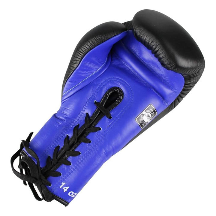 Twins Lace Up Boxing Gloves - Black/Blue-Twins
