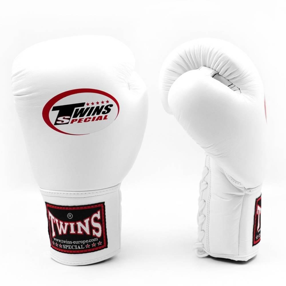 Twins Lace Up Boxing Gloves - White-Twins