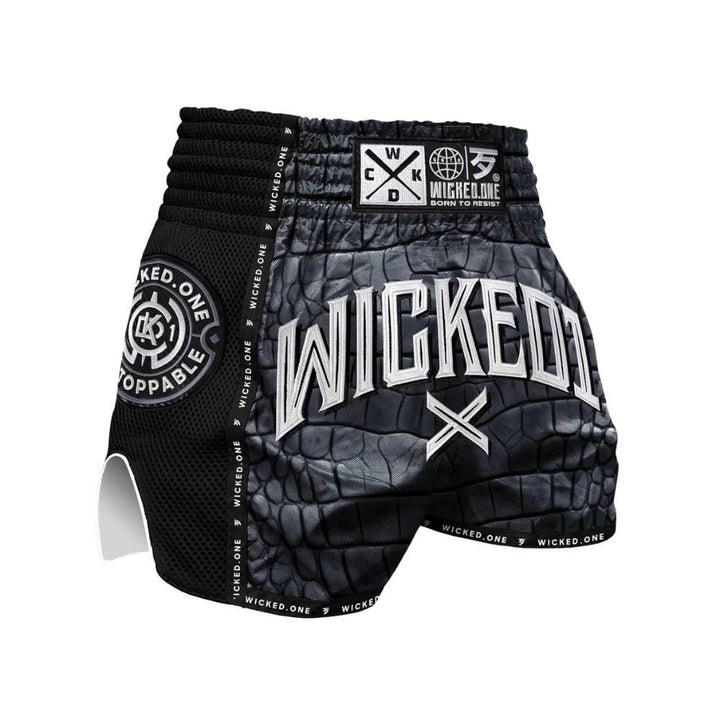 Wicked One Caiman Muay Thai Shorts - Black-Wicked1