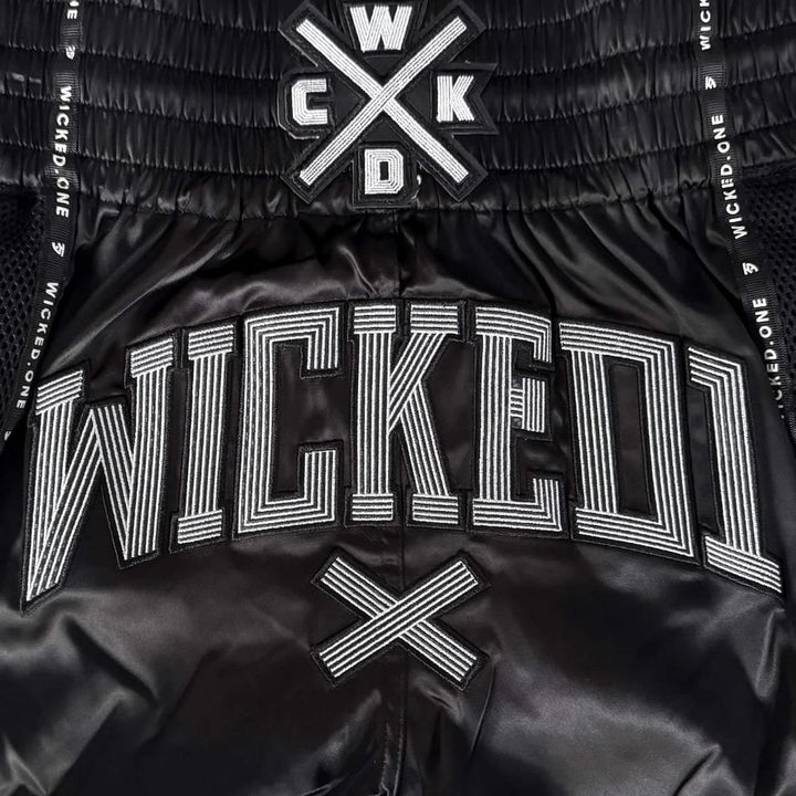 Wicked One Cross Line Muay Thai Shorts - Black-Wicked1