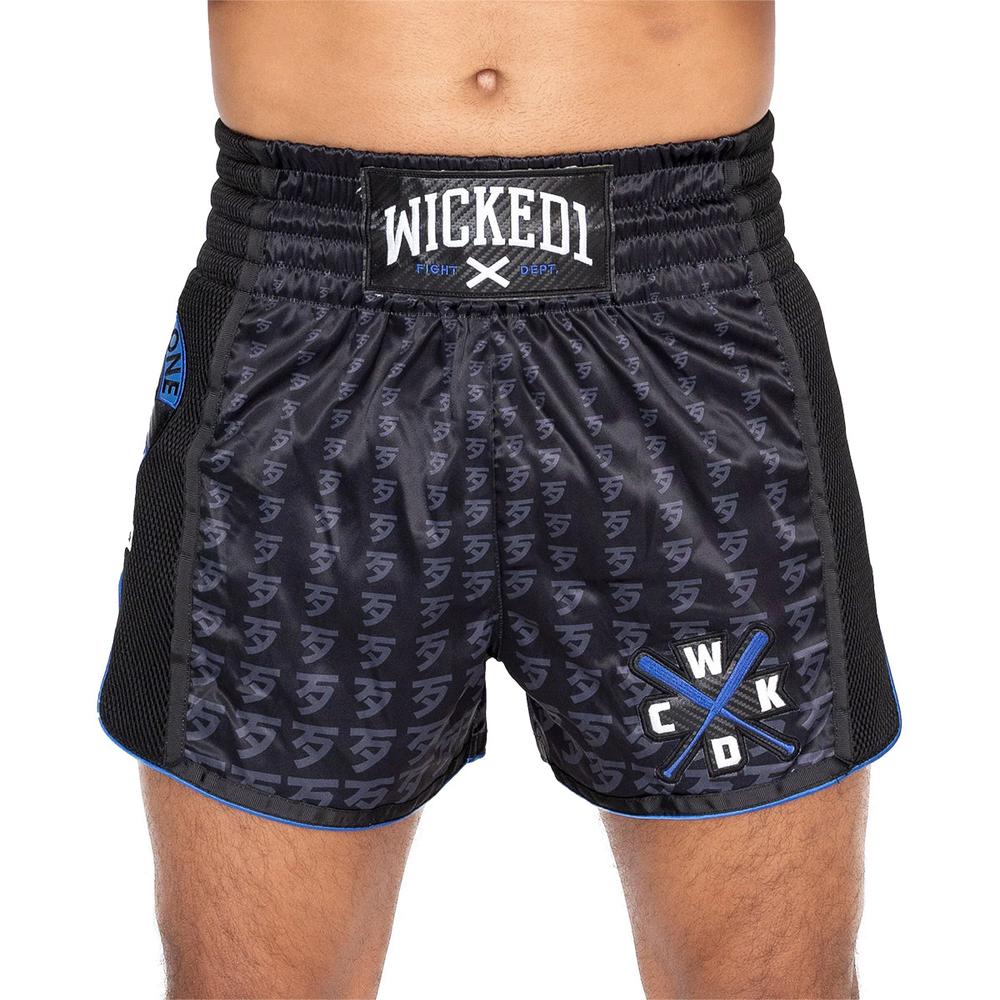Wicked One Infinit Muay Thai Shorts - Black/Blue-Wicked1