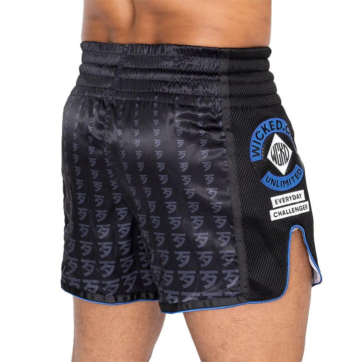 Wicked One Infinit Muay Thai Shorts - Black/Blue-Wicked1