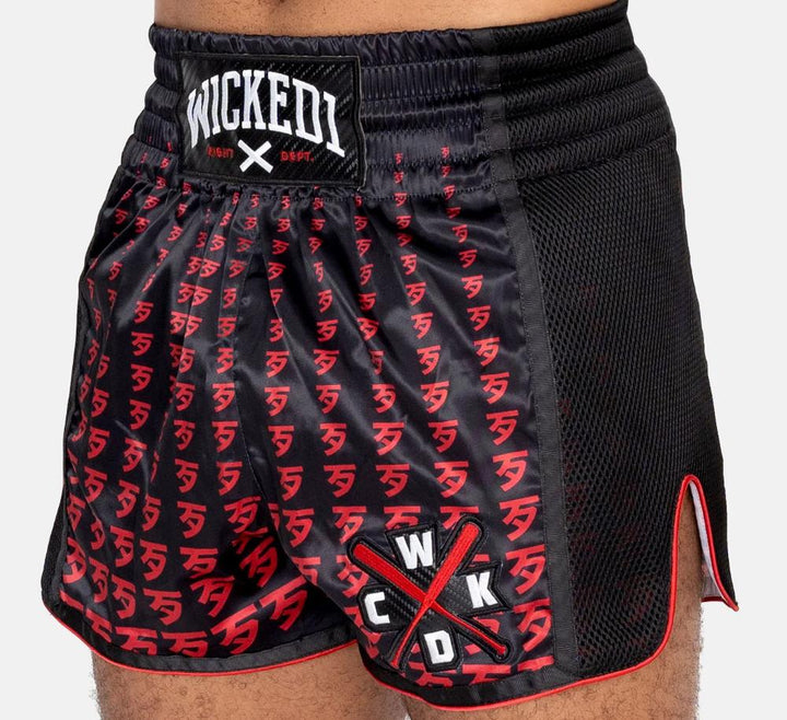 Wicked One Infinit Muay Thai Shorts - Black/Red-Wicked1