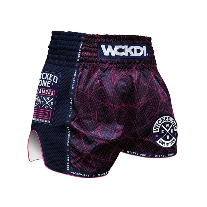 Wicked One Metaverse Muay Thai Shorts - Navy/Pink-Wicked1